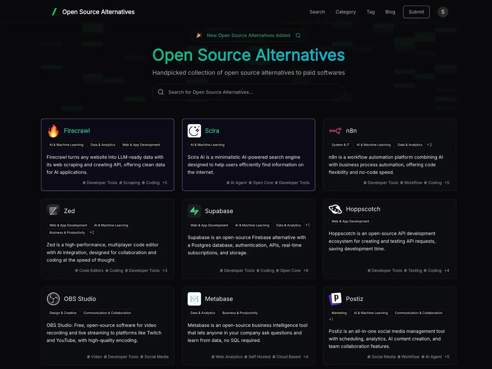 Screenshot 1 of Open Source Alternatives