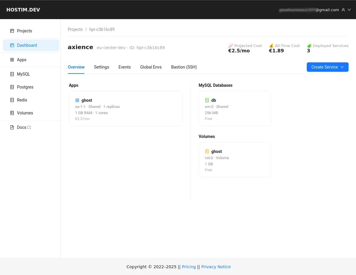 Screenshot 2 of Hostim.dev