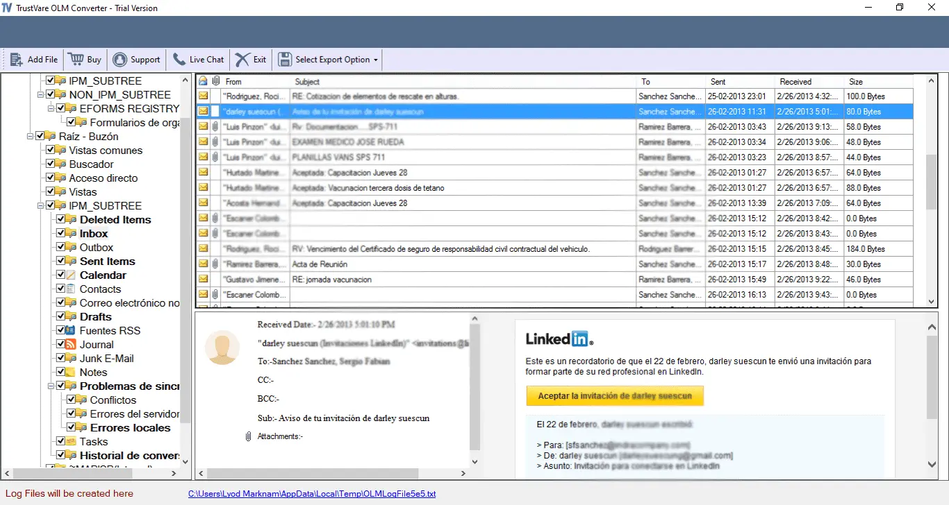 Screenshot 2 of TrustVare OLM to PST Converter