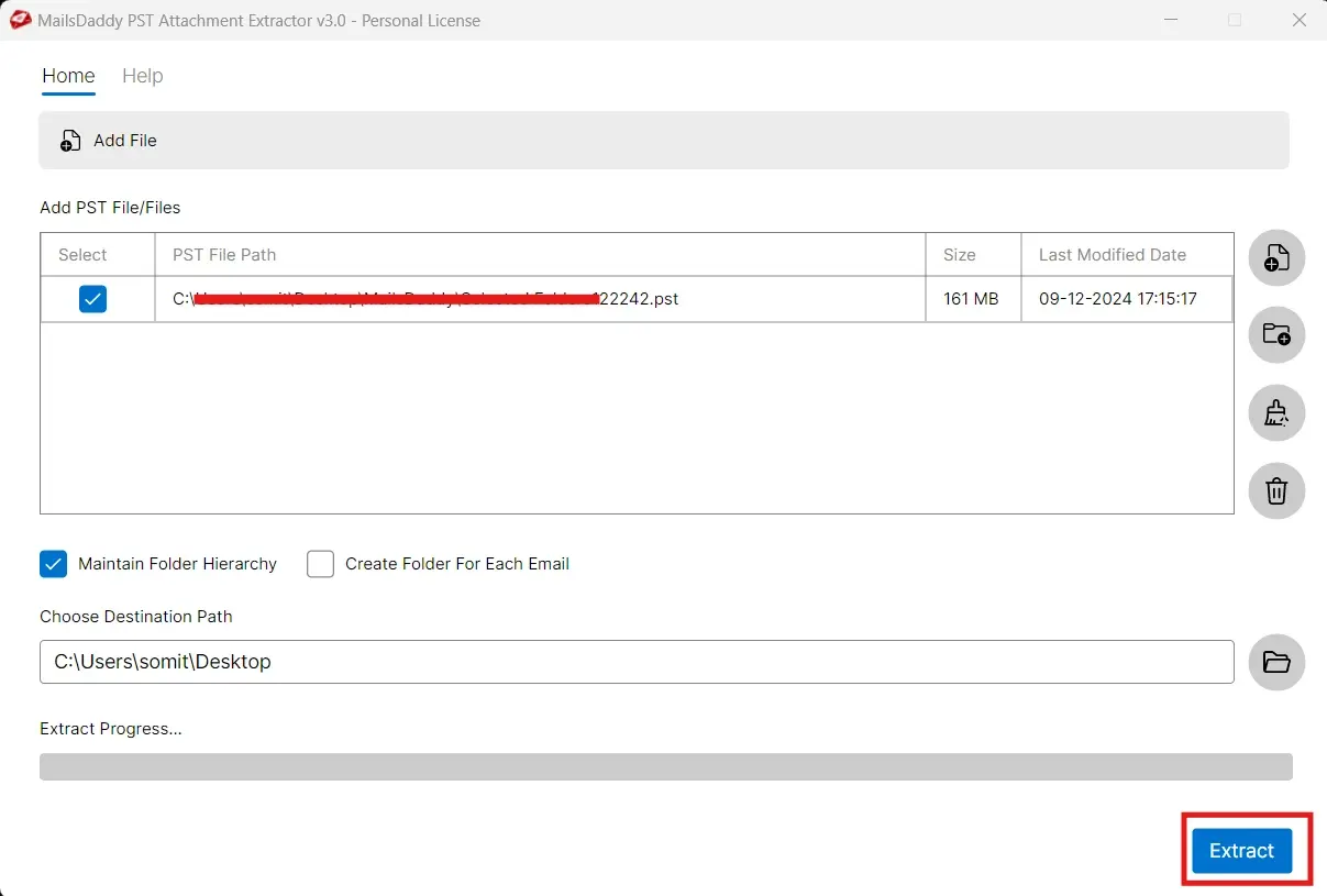 Screenshot 6 of MailsDaddy PST Attachment Extractor