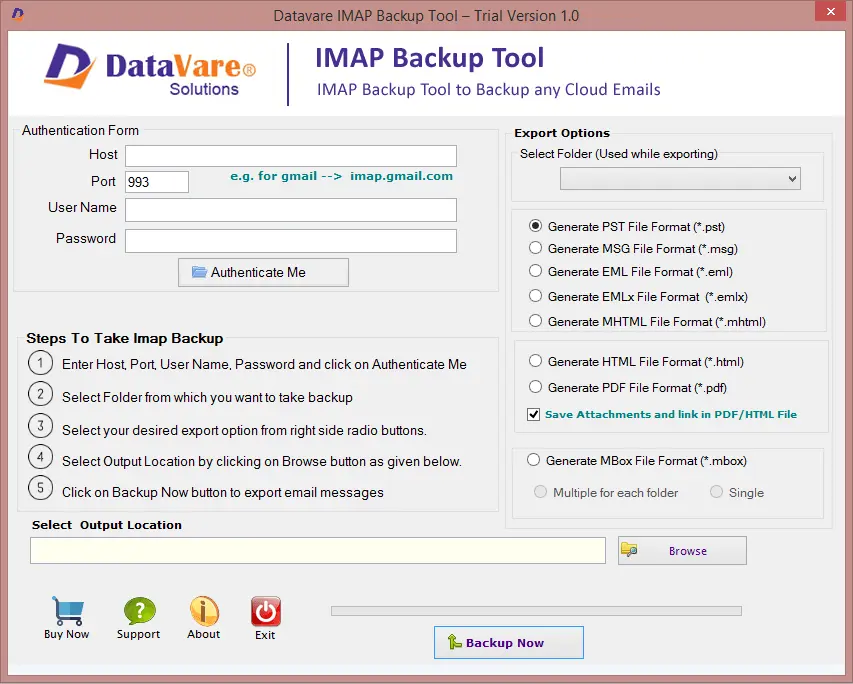 Screenshot 1 of DataVare IMAP Backup Tool