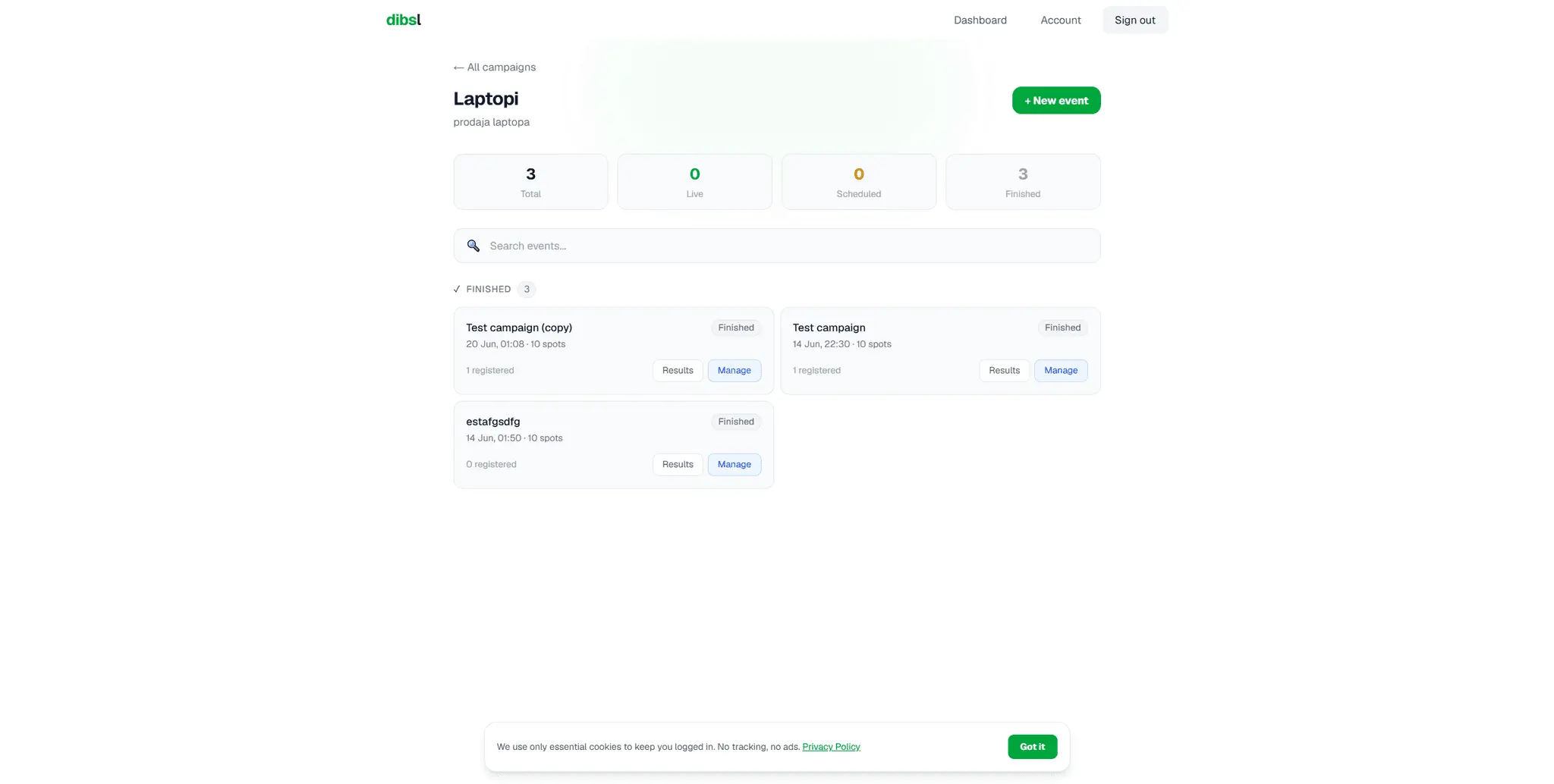Screenshot 2 of dibsl
