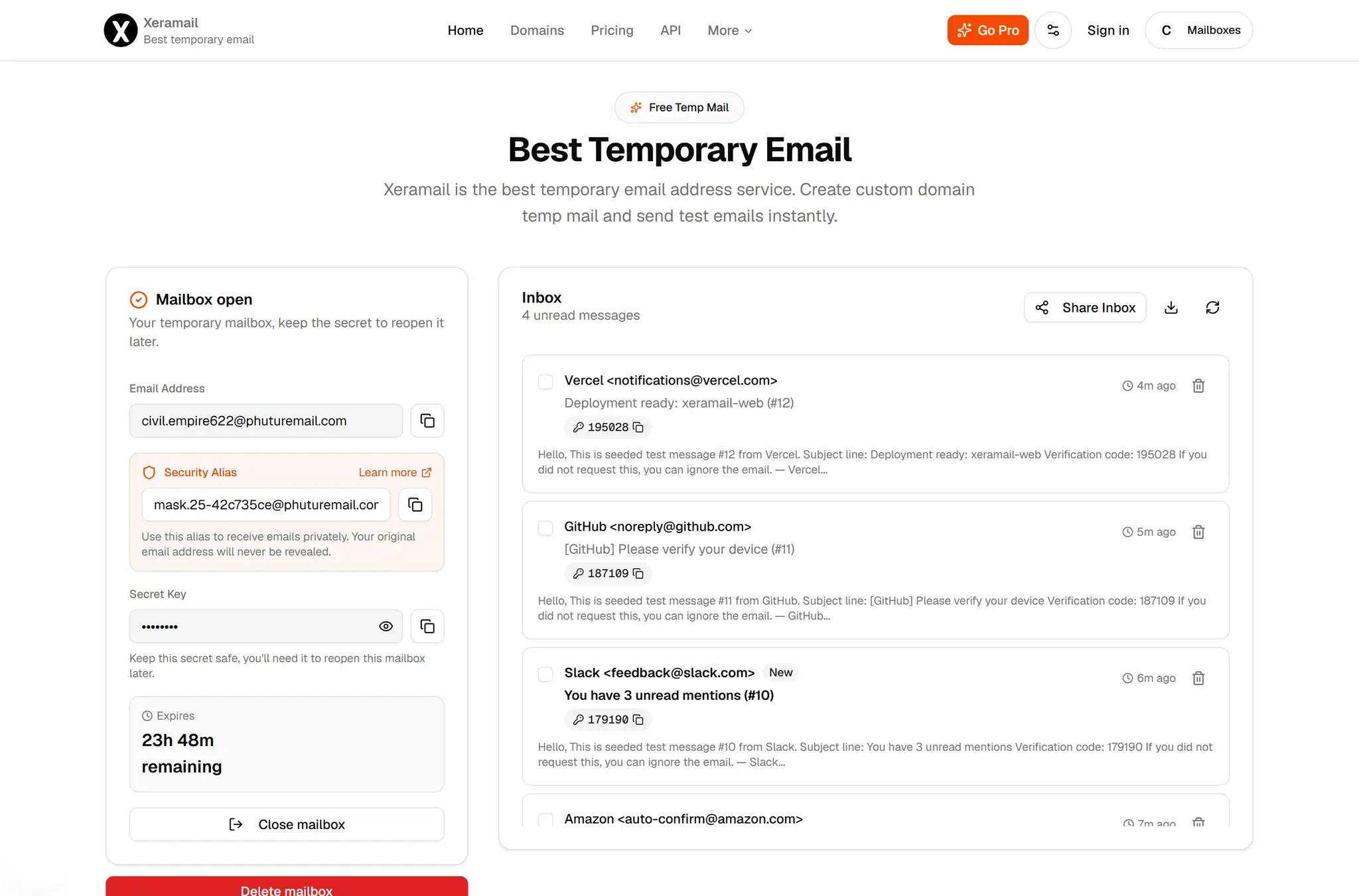 Screenshot 2 of Xeramail Temp Mail