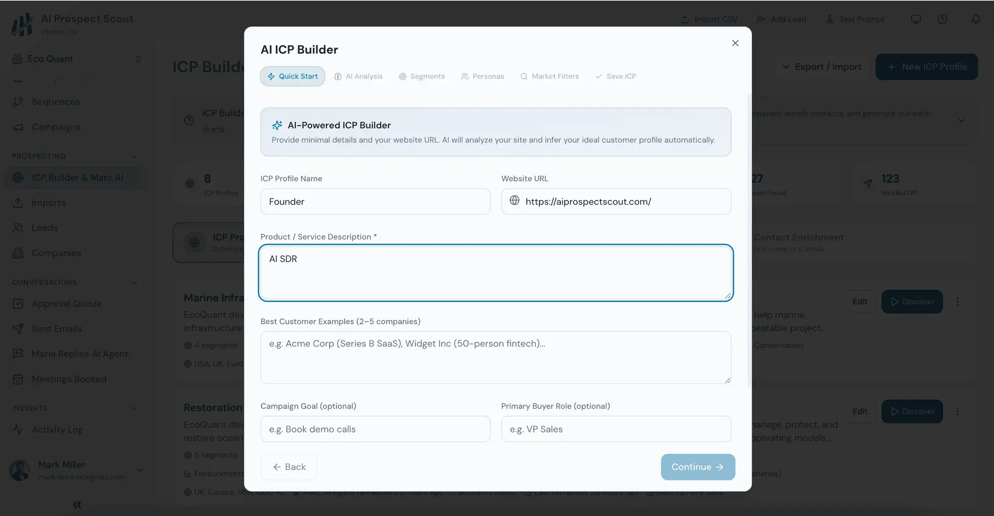 Screenshot 1 of AI Prospect Scout