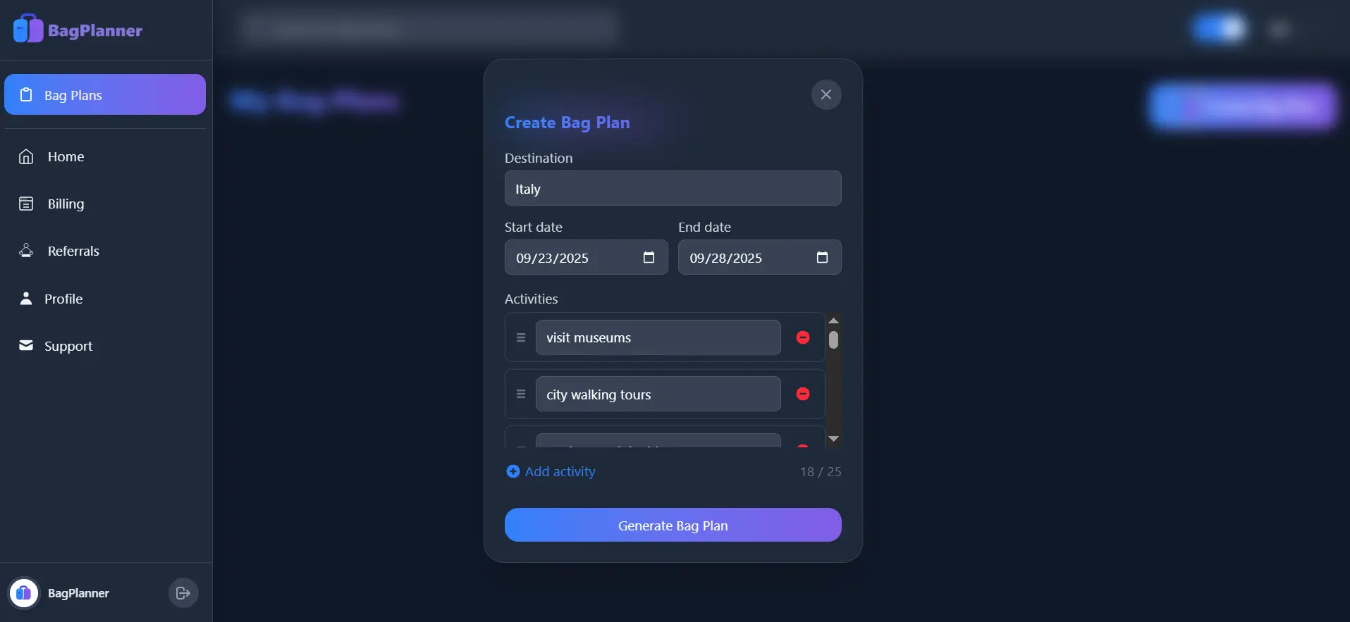 Screenshot 4 of BagPlanner