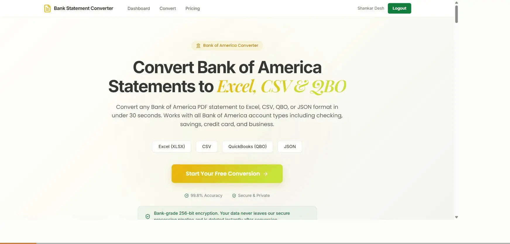 Screenshot 1 of Bank Statement Converter