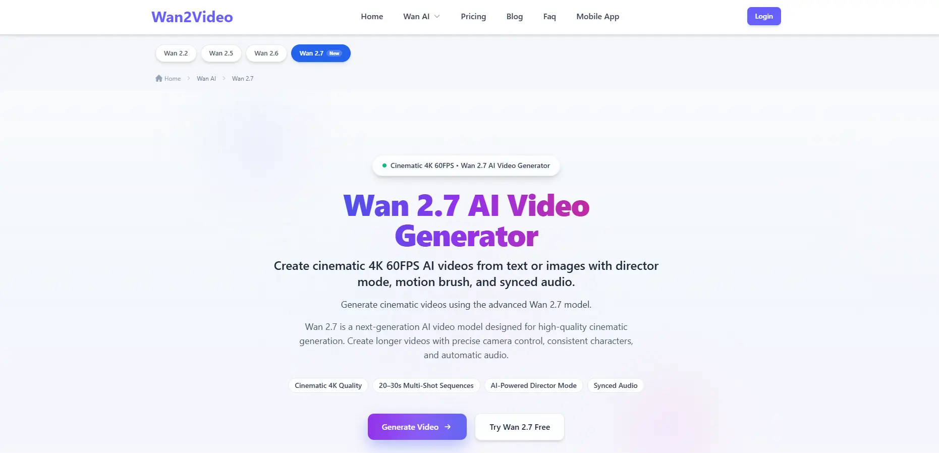 Screenshot 1 of Wan 2.7 AI Video Generator