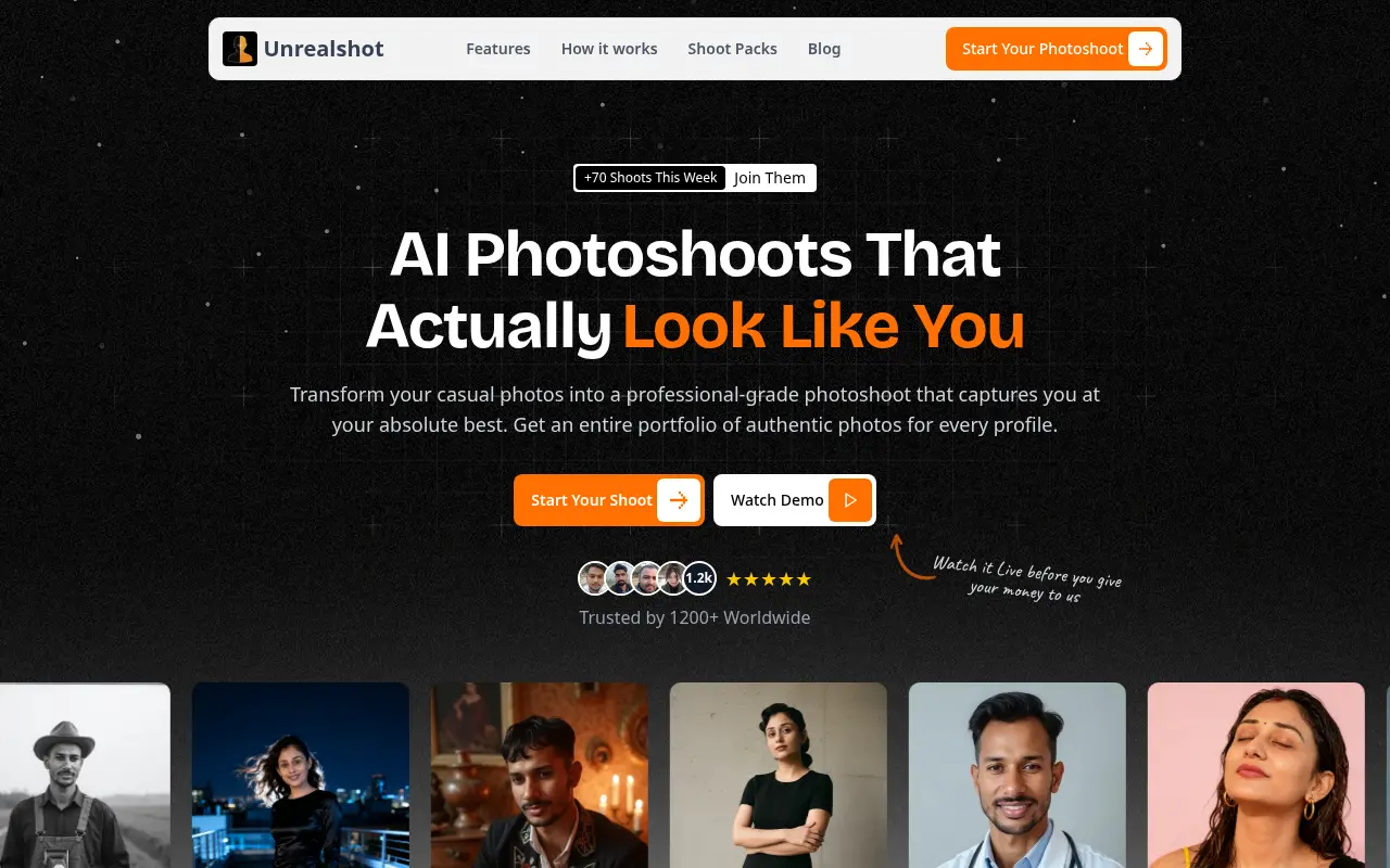 Screenshot 1 of Unrealshot AI