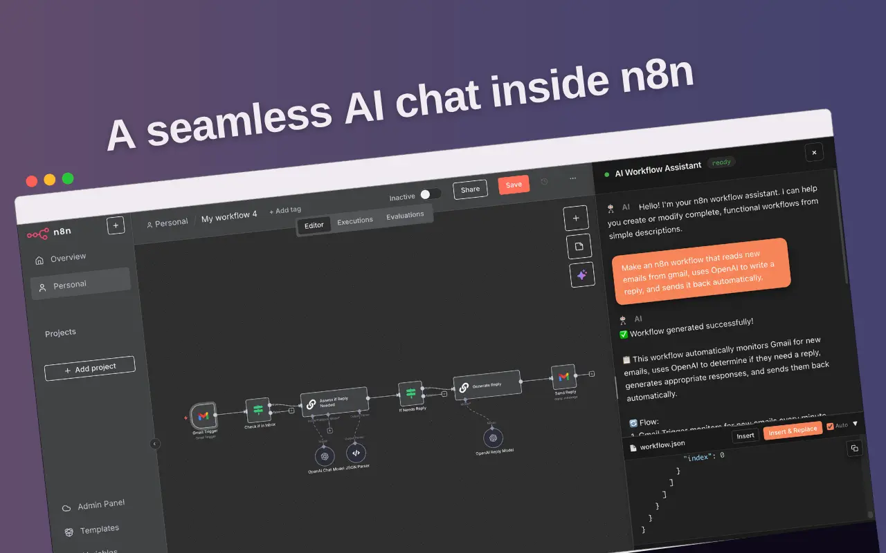 Screenshot 1 of Vibe n8n - AI Assistant for n8n