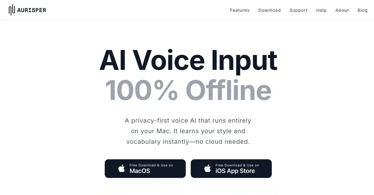 Screenshot 1 of Aurisper Offline AI Voice Input