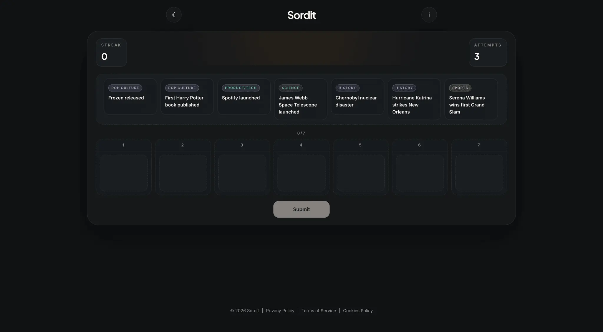 Screenshot 4 of Sordit – Daily Timeline Game