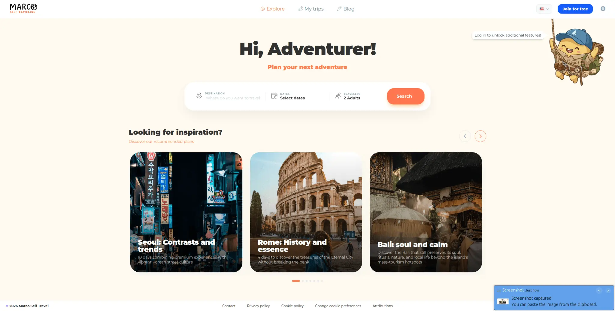 Screenshot 1 of marcotravel.io