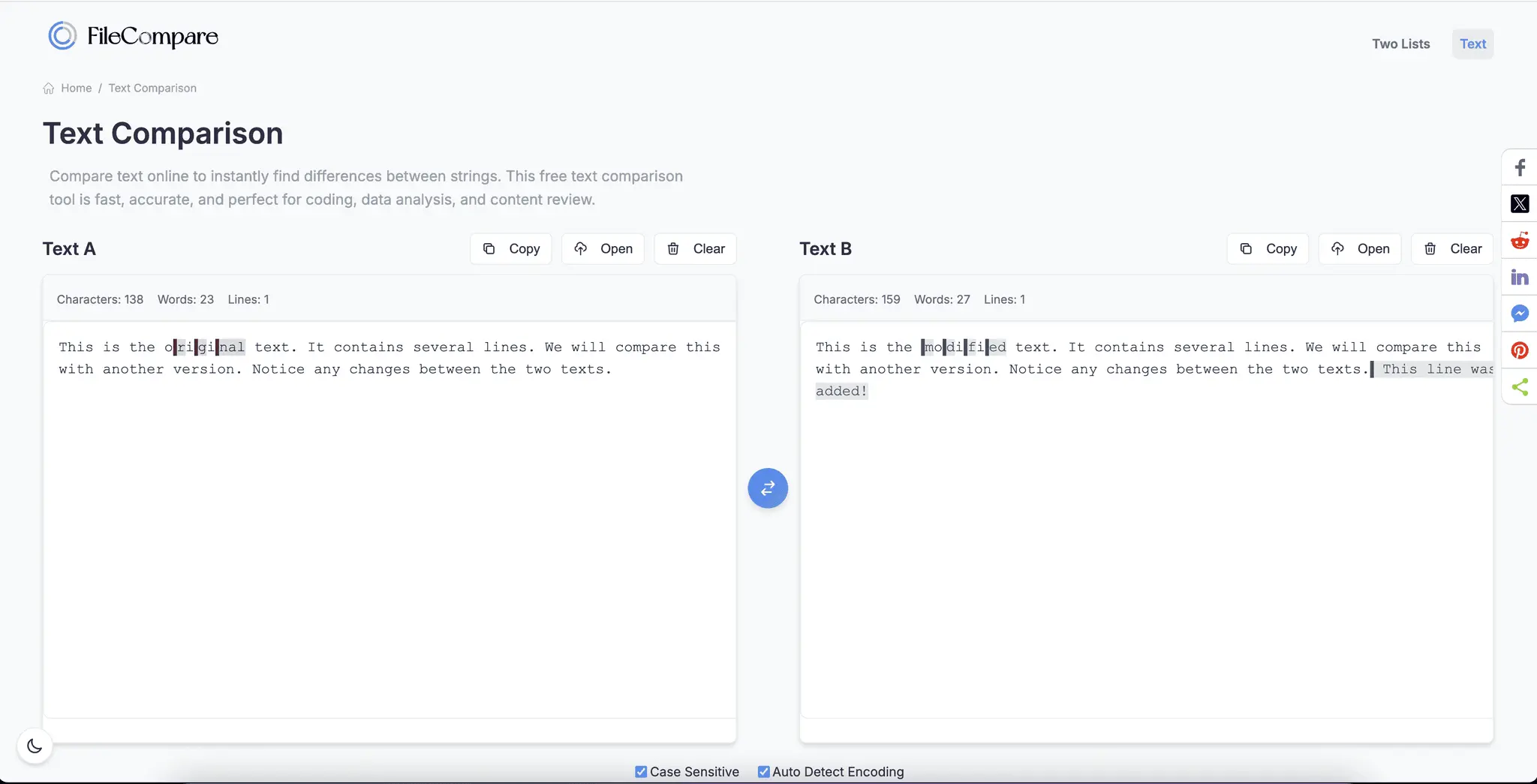 Screenshot 1 of FileCompare
