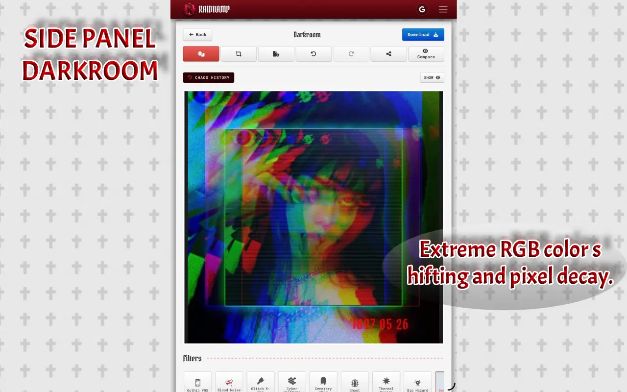 Screenshot 3 of RawVamp: Dark Aesthetic Photo Editor Y2K