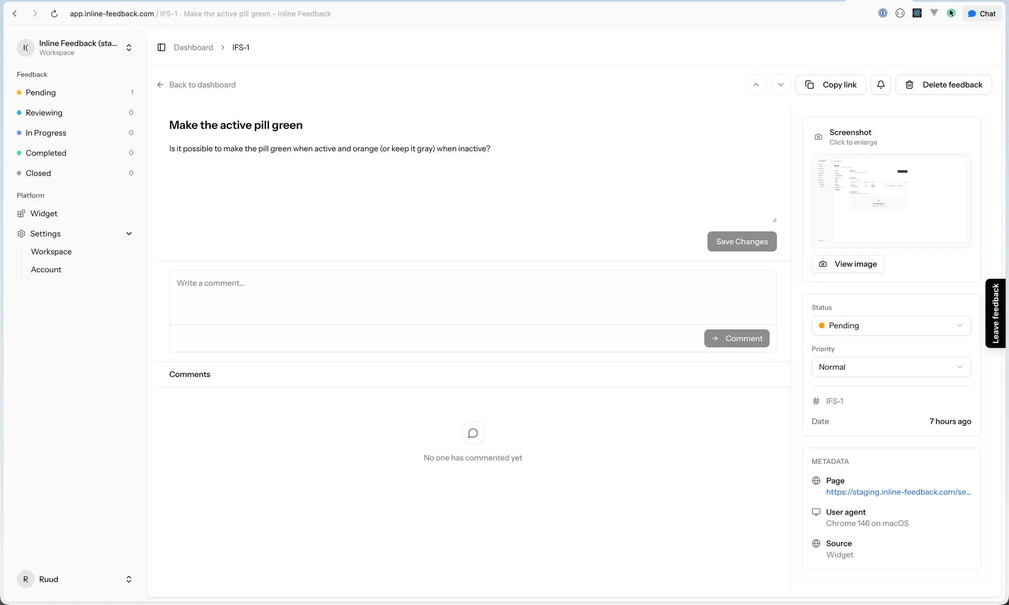 Screenshot 2 of Inline Feedback