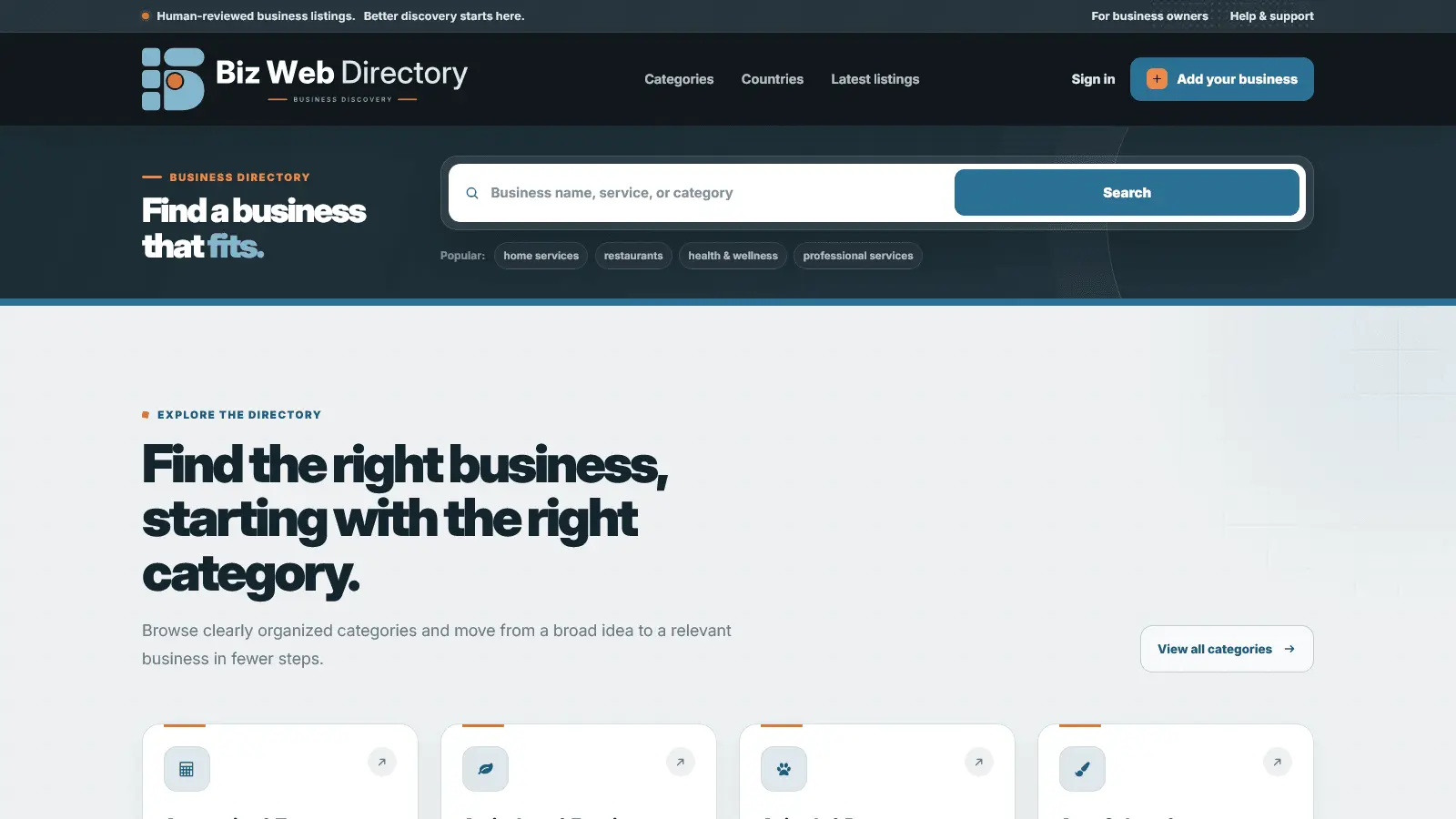 Screenshot 1 of Biz Web Directory