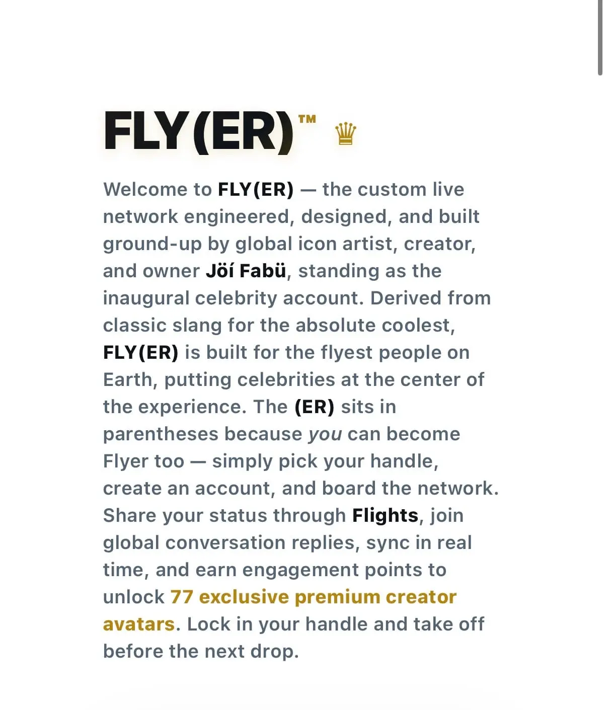 Screenshot 1 of FLY(ER)™ - The Celebrity Social Network