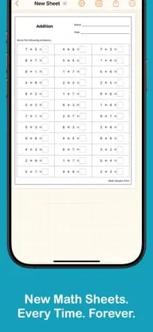Screenshot 1 of Math Sheets Print