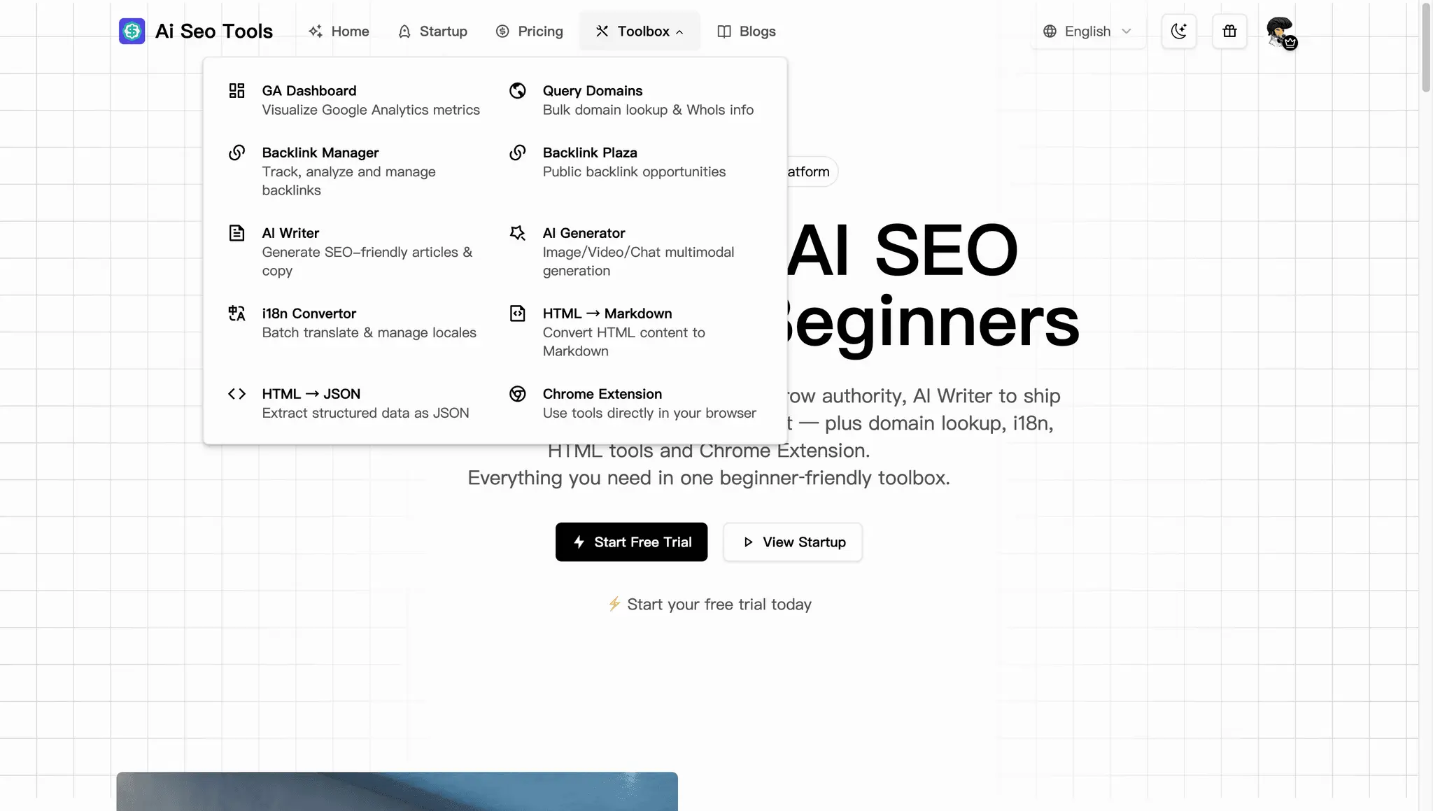 Screenshot 2 of AI SEO Tools for Startup