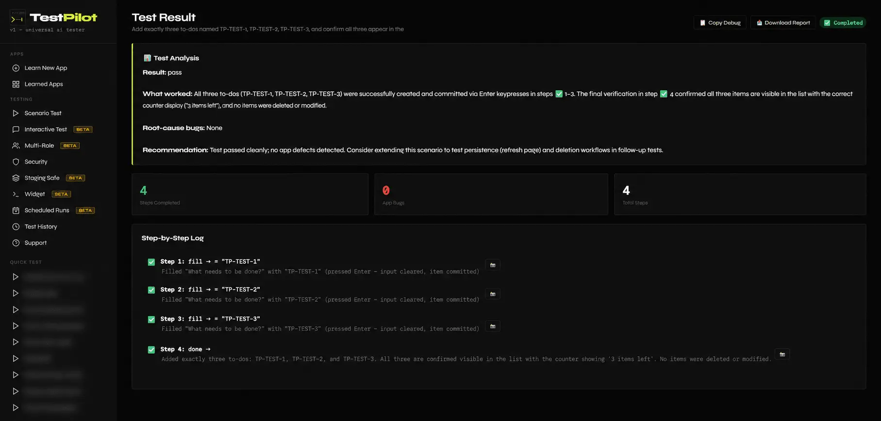 Screenshot 2 of TestPilot App