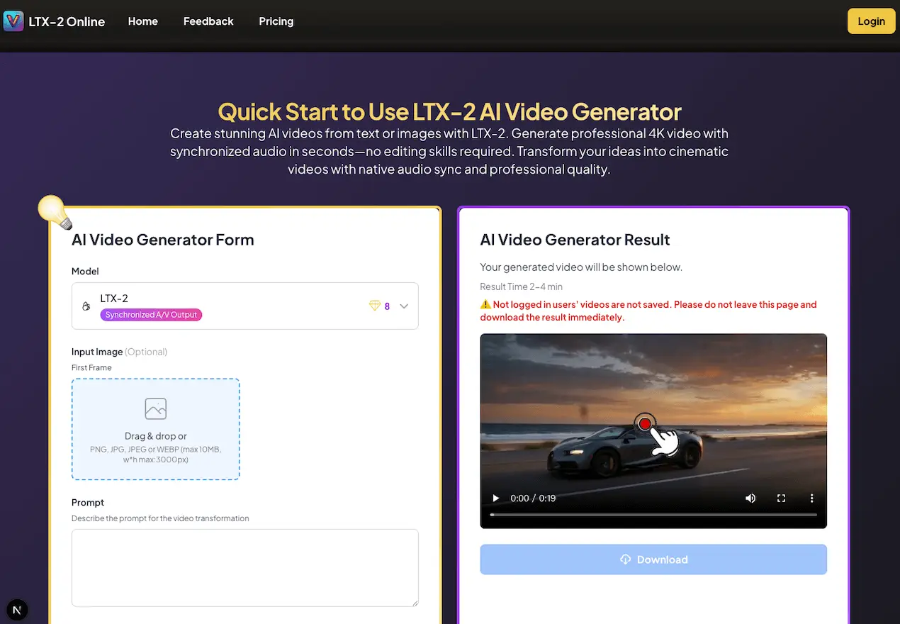 Screenshot 1 of LTX-2 AI Video Generator