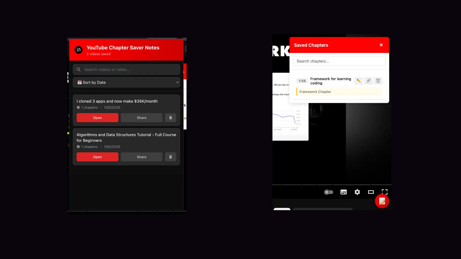 Screenshot 1 of YouTube Chapter Notes - Save Chapters