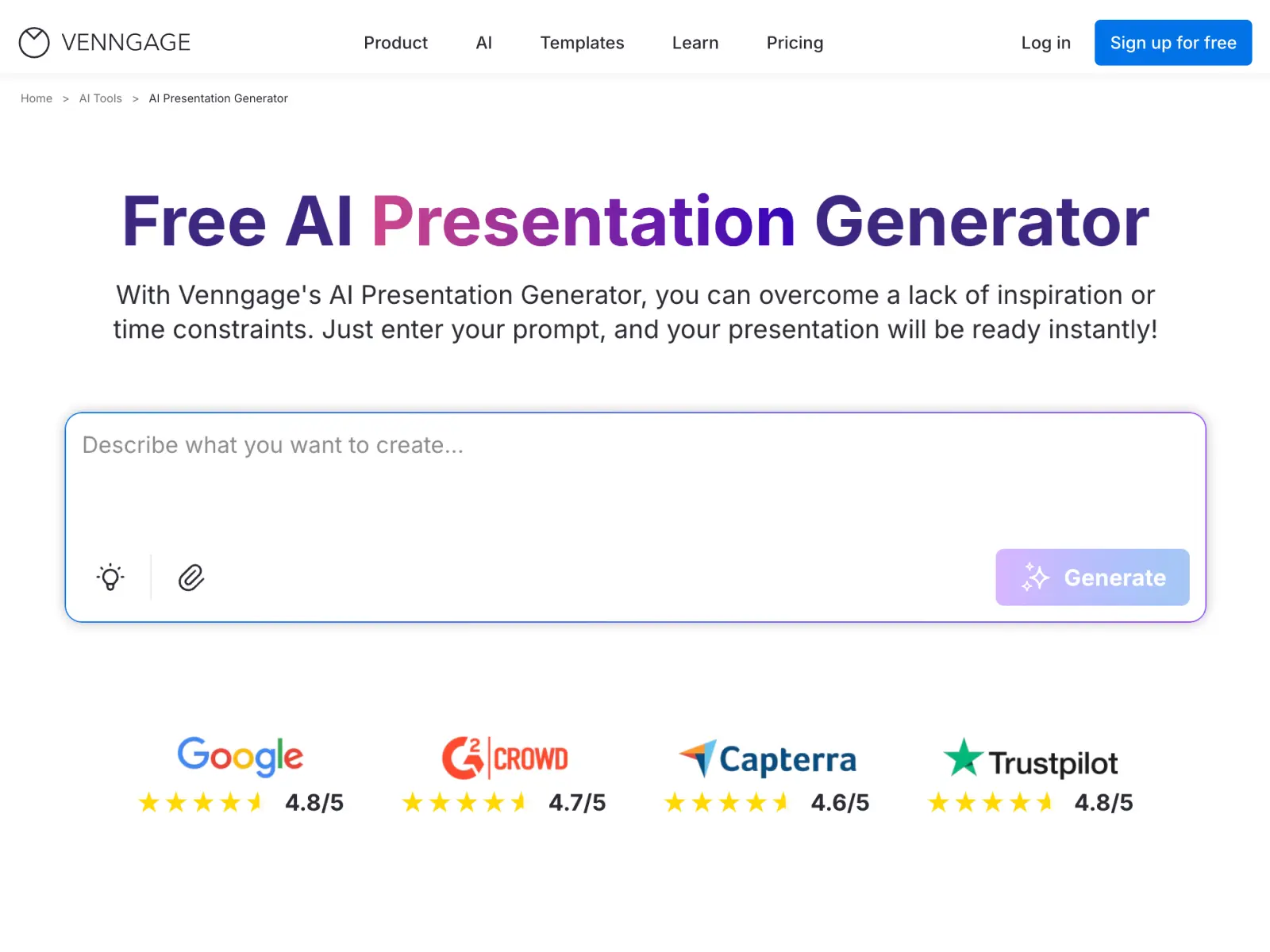 Screenshot 1 of AI Presentation Generator