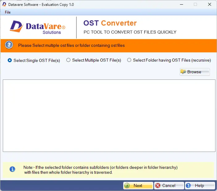 Screenshot 1 of DataVare OST to TGZ Converter