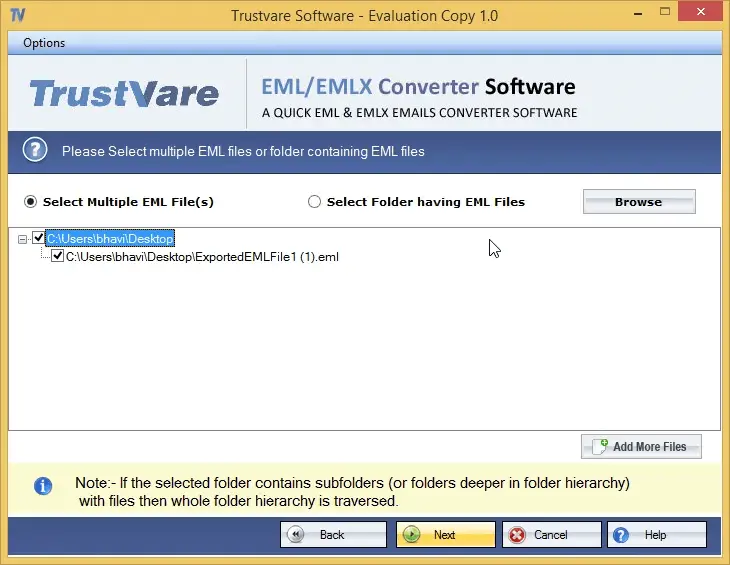 Screenshot 1 of TrustVare EML to PST Converter