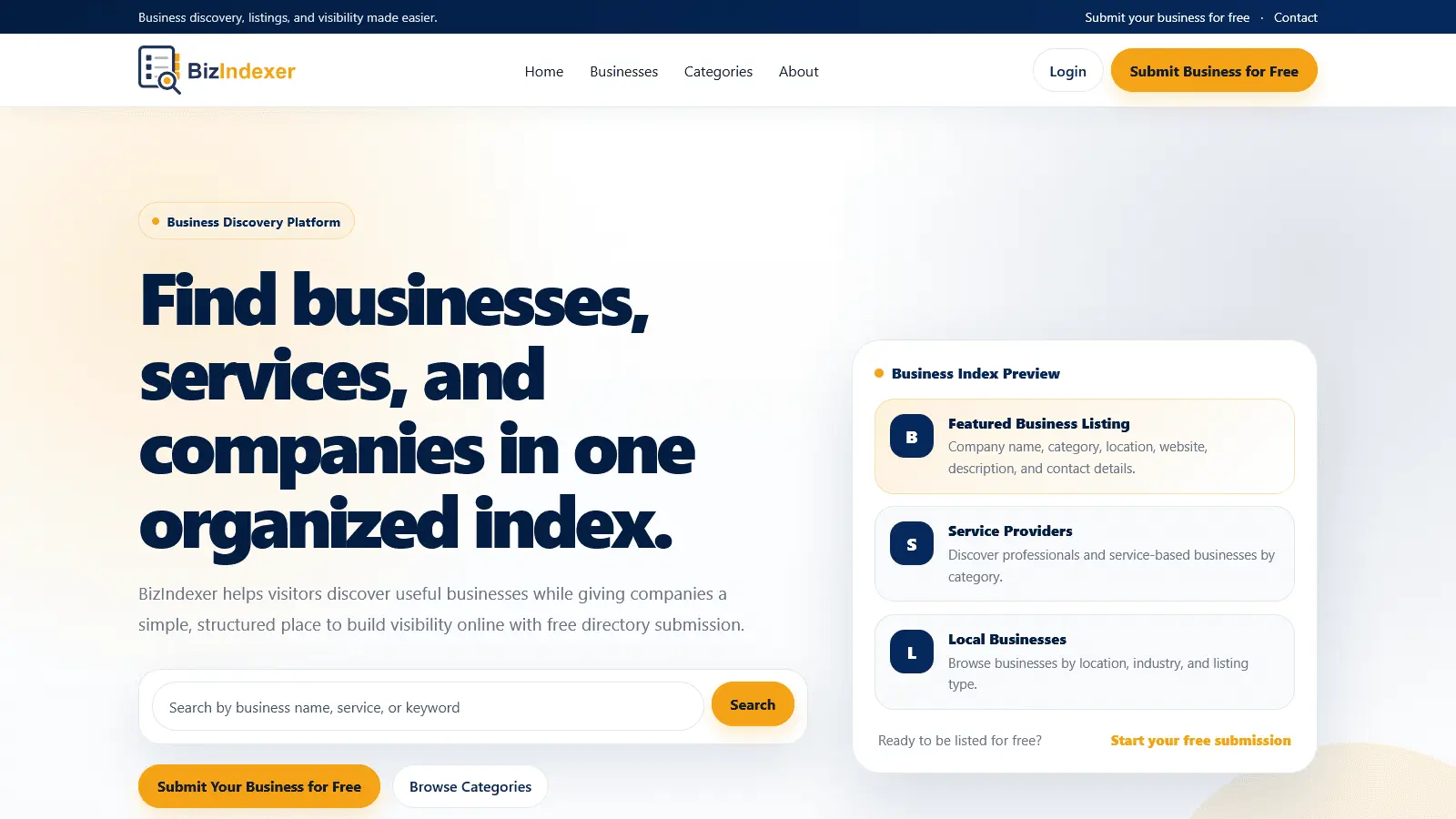 Screenshot 1 of BizIndexer