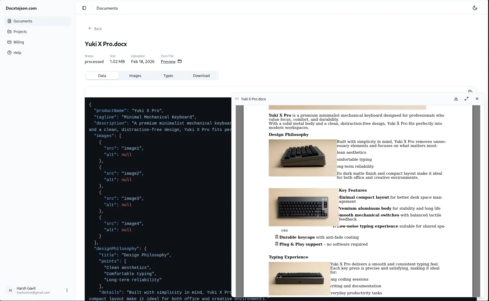 Screenshot 2 of DOCX to JSON Converter