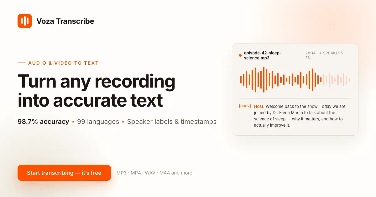 Screenshot 1 of MP3 to Transcript-Voza Transcribe