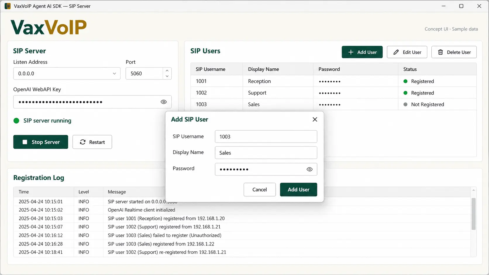 Screenshot 4 of VaxVoIP SIP AI Voice Agent SDK