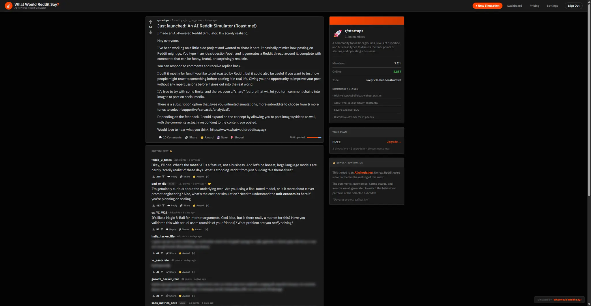 Screenshot 2 of AI-Powered Reddit Simulator