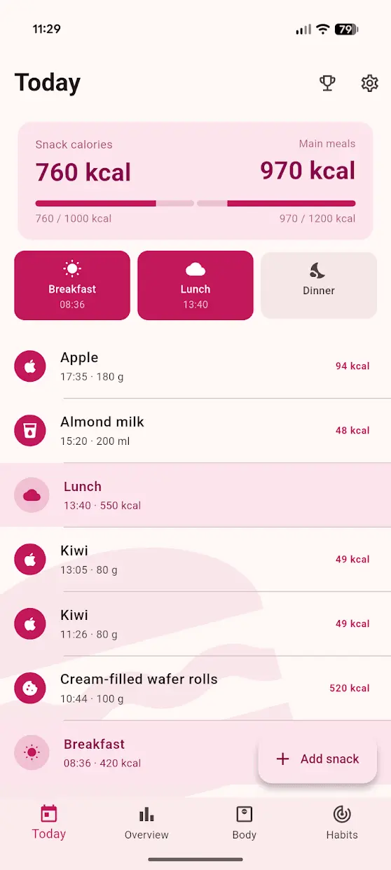Screenshot 2 of Calorie Diary