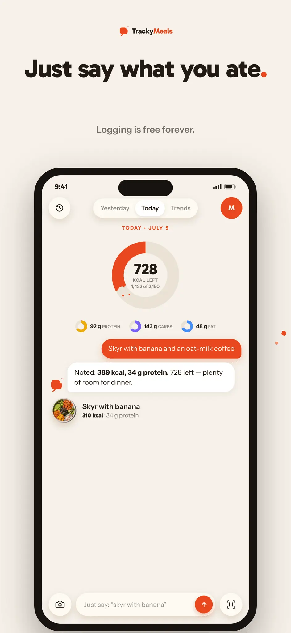 Screenshot 1 of TrackyMeals
