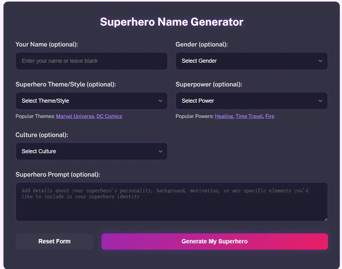 Screenshot 2 of AI Superhero Name Generator