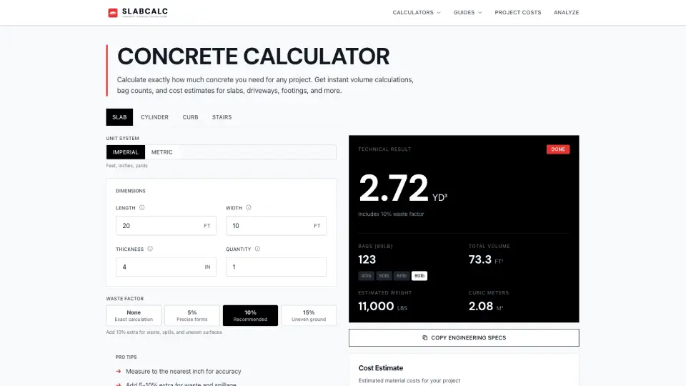 Screenshot 2 of SlabCalc