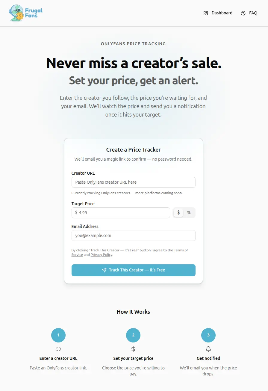Screenshot 1 of Frugal Fans — OnlyFans Price Tracker
