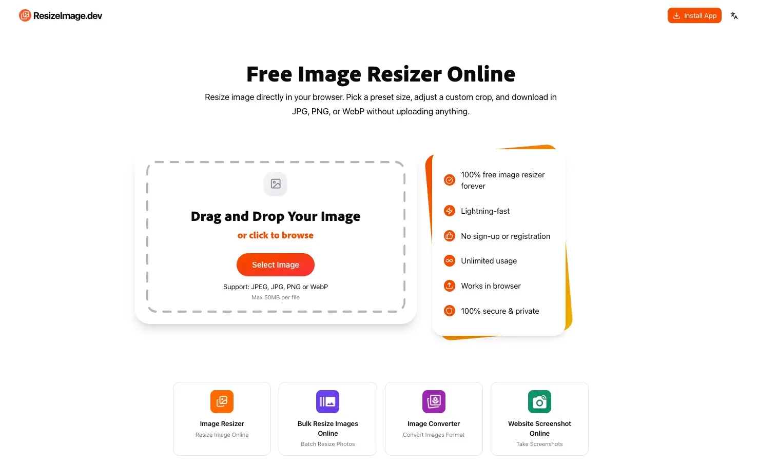 Screenshot 1 of Free Image Resizer