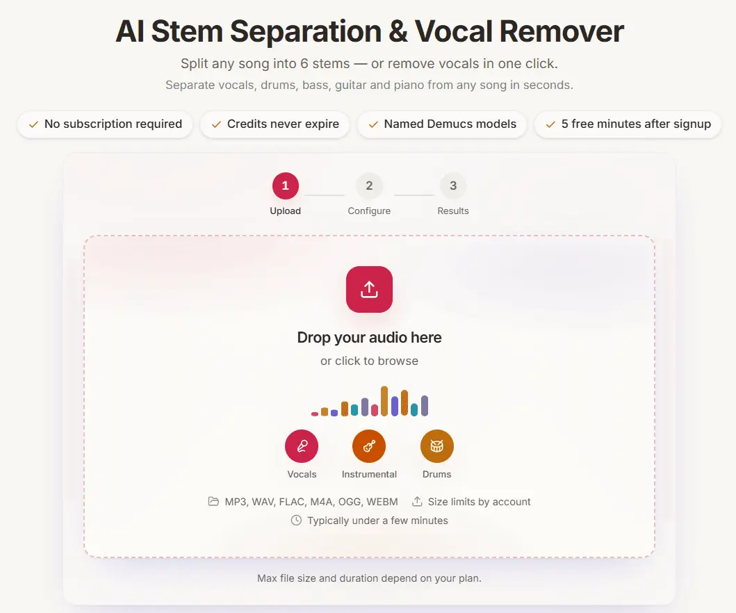 Screenshot 1 of AI Stem Separation