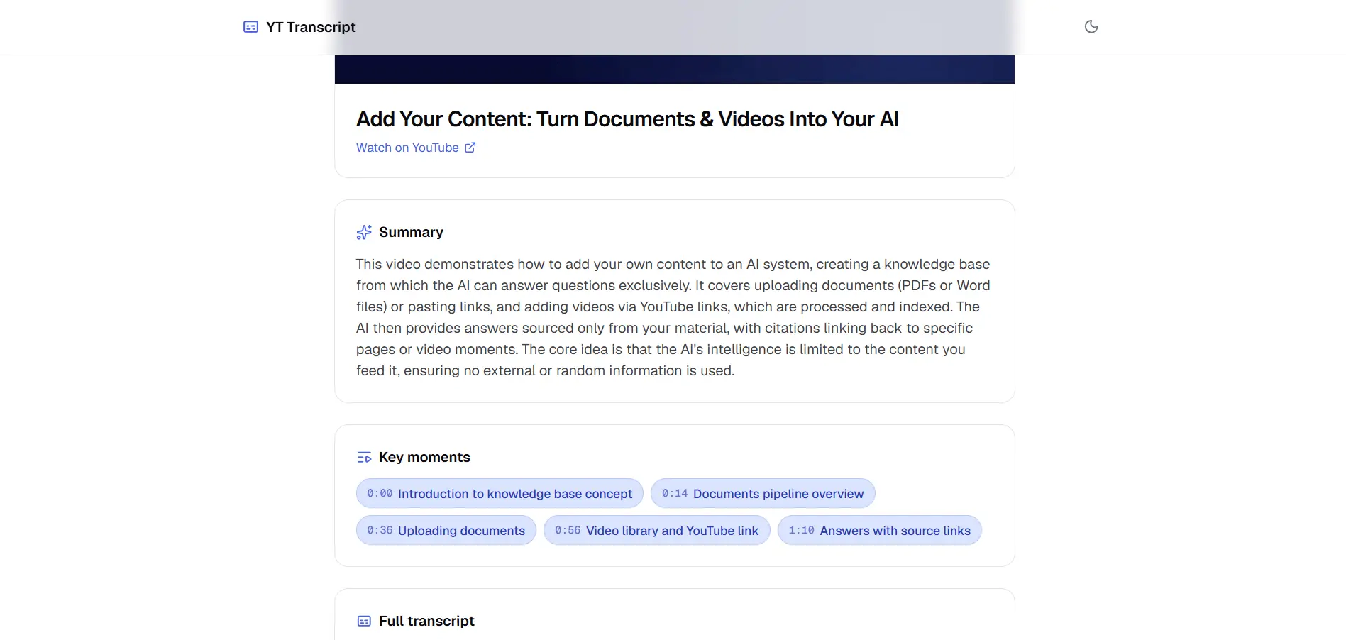 Screenshot 2 of YouTube Transcript & Summary Generator