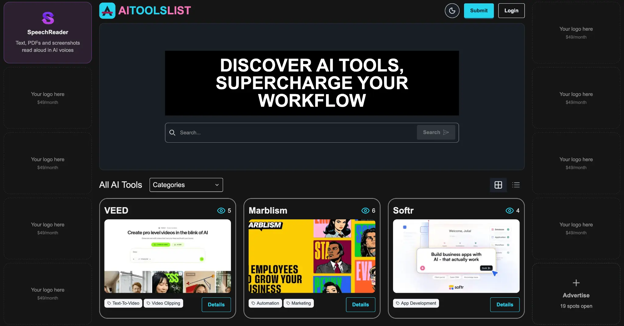 Screenshot 1 of AI Tools List