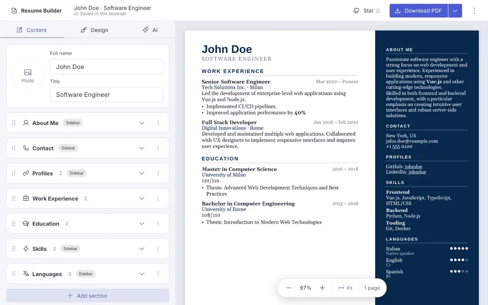 Screenshot 1 of Resume Builder