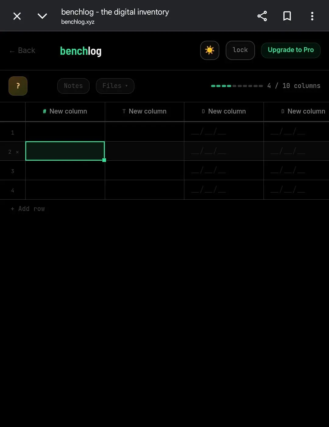 Screenshot 1 of benchlog