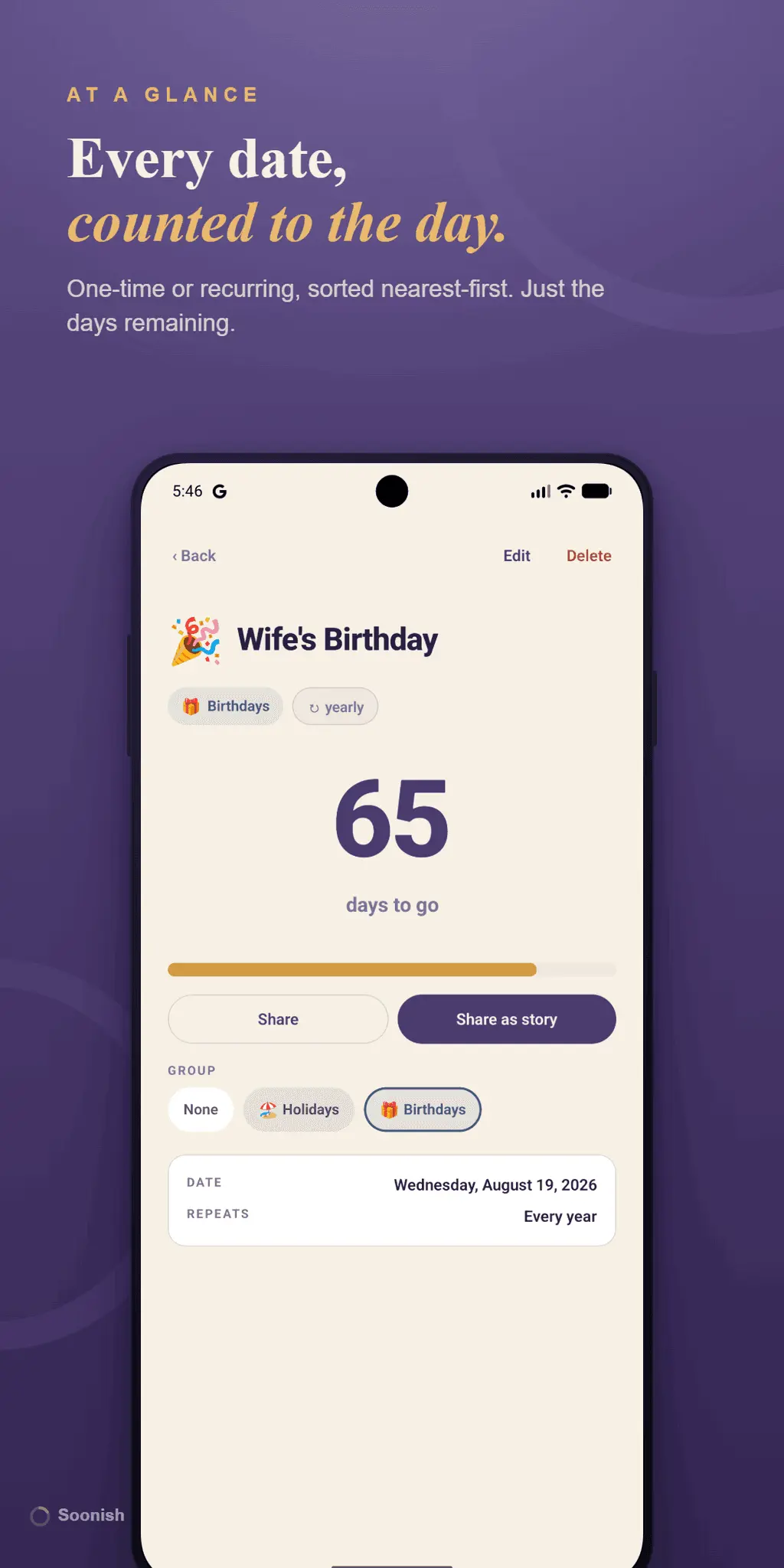 Screenshot 3 of Soonish: Countdown-Widget