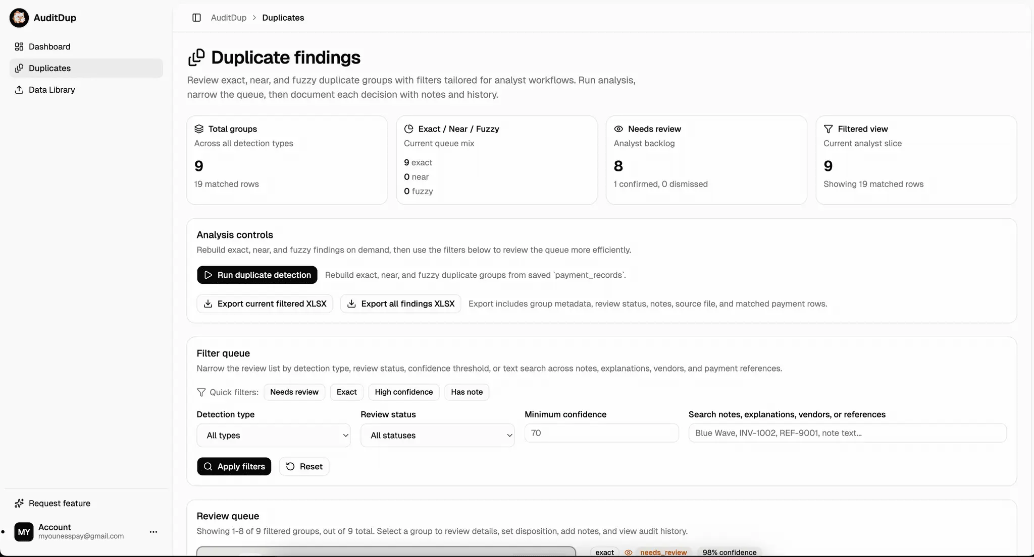Screenshot 1 of AuditDup