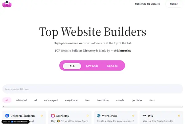 Screenshot 1 of Top Website Builders