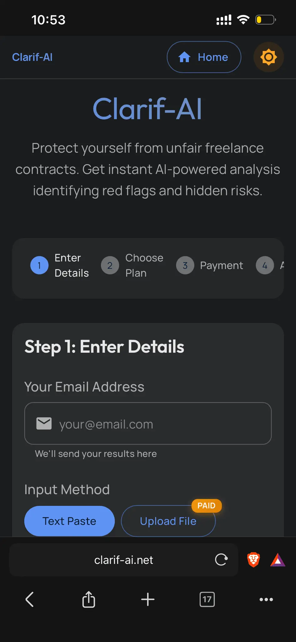 Screenshot 1 of Clarif-AI Contract Analyzer
