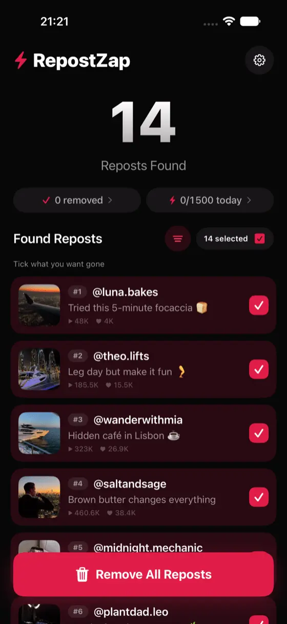 Screenshot 2 of RepostZap